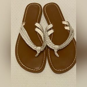 BERNARDO White Braided Leather Sandals, size 38. US Size 7.5/8